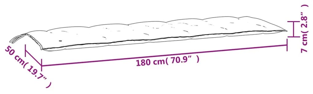 melange zöld szövet kerti padpárna 180 x 50 x 7 cm