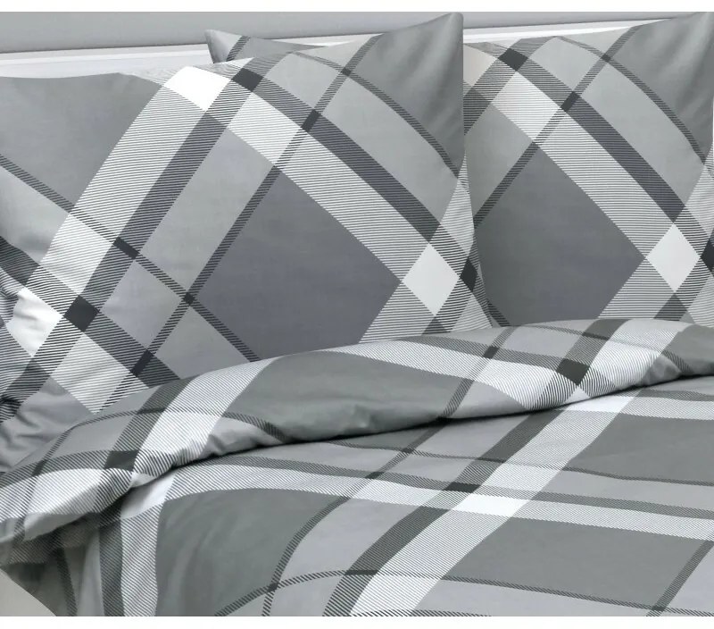 Bellatex Satin lepedő Káro szürke, 140 x 200 cm, 70 x 90 cm