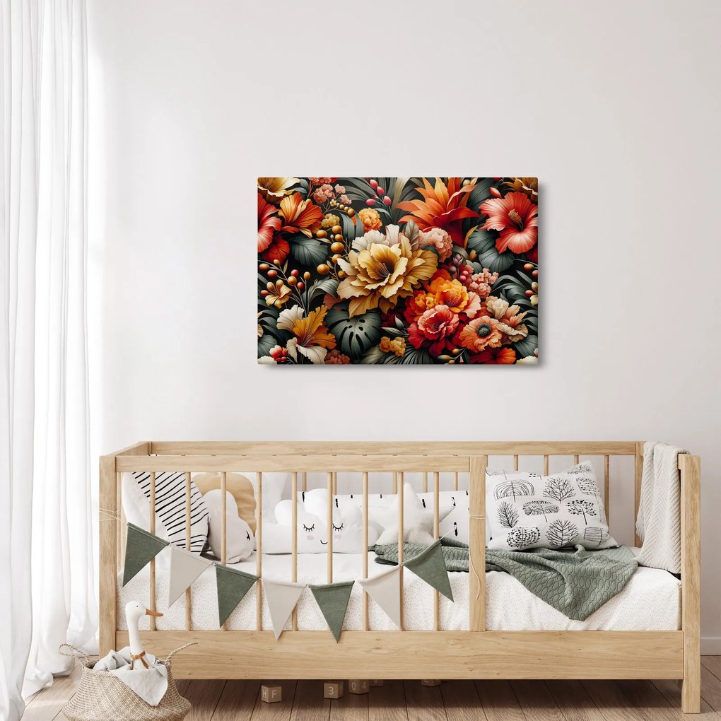 Kép - Narancs-vörös virágok (90x60 cm)