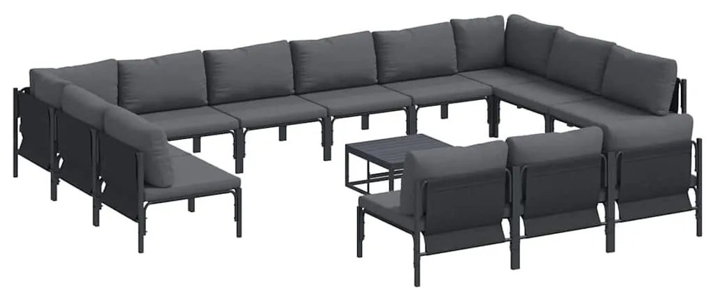 Kerti Kanapé Szett 14 pcs Antracitszürke Acél