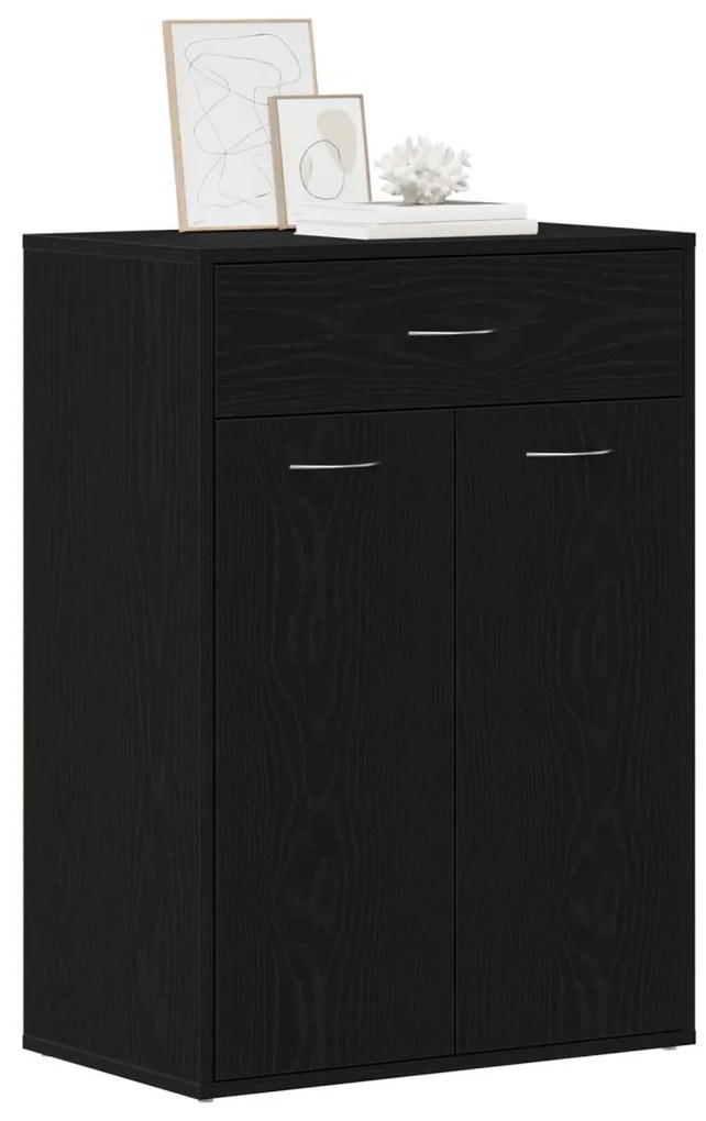 vidaXL Cipőszekrény Fekete Tölgy 60x35x84 cm Műanyag
