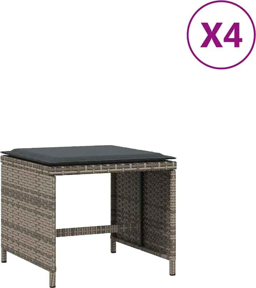 vidaXL 4 db szürke polyrattan kerti szék párnával 41 x 41 x 36 cm