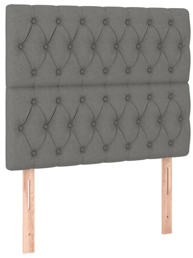 sötétszürke szövet LED-es fejtámla 90x7x118/128 cm