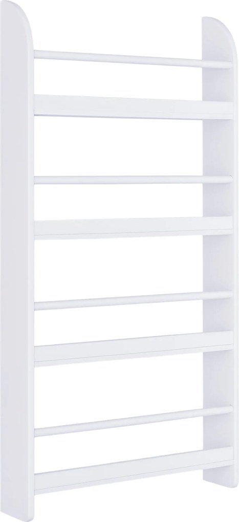 HOMCOM Fali Polc 4 Polccal Gyerek Könyvespolc Otthoni Irodához, 30kg teherbírás, 59x12x113 cm, fehér | Aosom