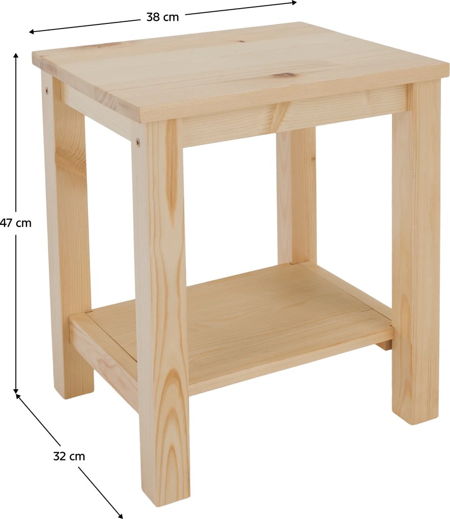 Éjjeliszekrény, masszív/természetes, FOSIL