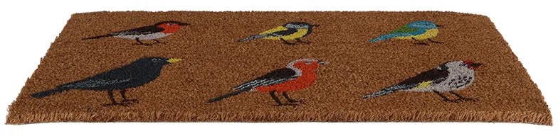 Színes madaras kókuszrost lábtörlő, 75 x 45 cm