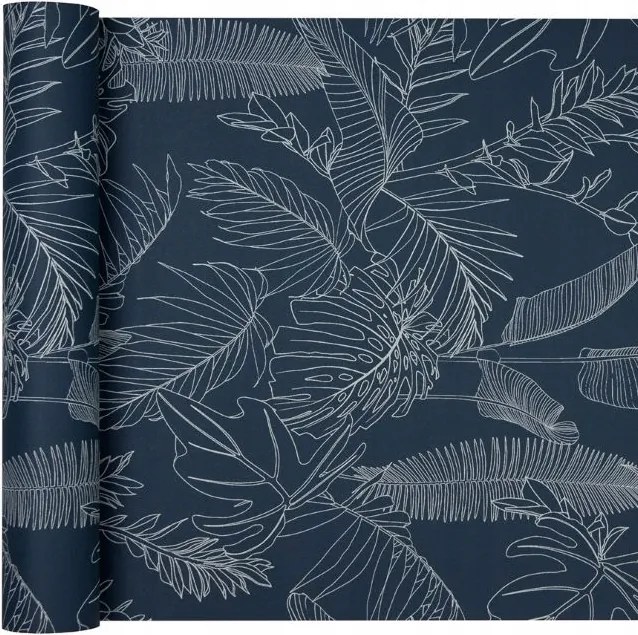 Háttérkép Levelek Kontúrjai Negatív kék vinil háttér Flizelin