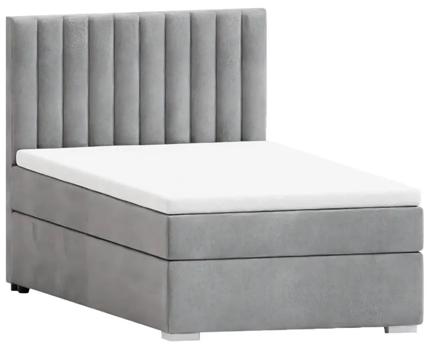 Világosszürke kárpitozott ágyneműtartós egyszemélyes ágy ágyráccsal 90x200 cm Bunny – Ropez