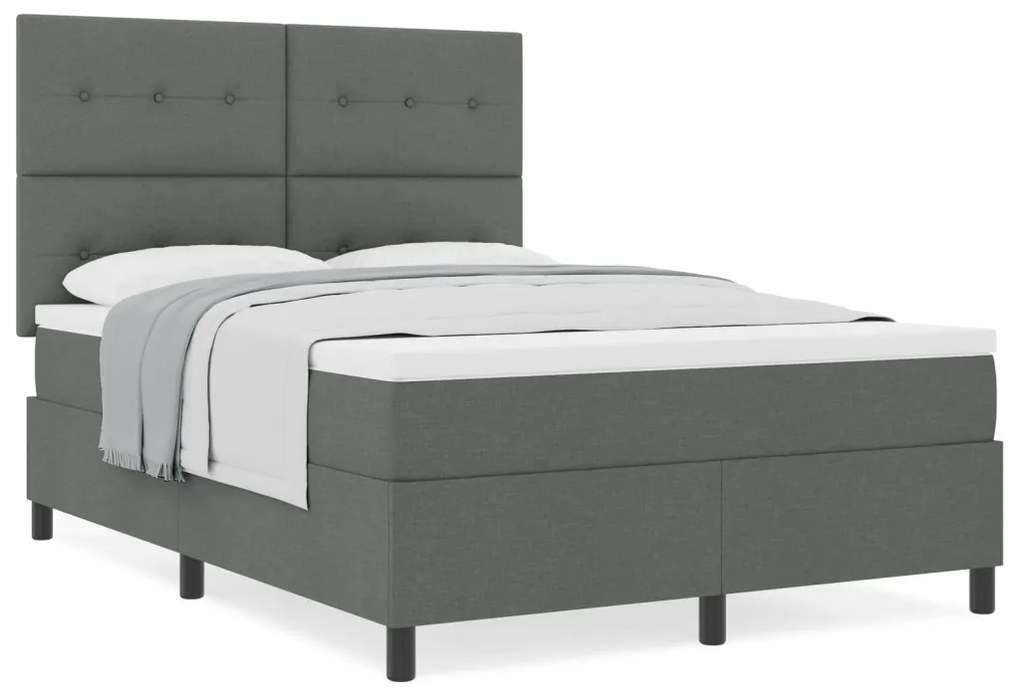 Box Spring Ágy Matrac Sötétszürke 140x190 cm Szövet