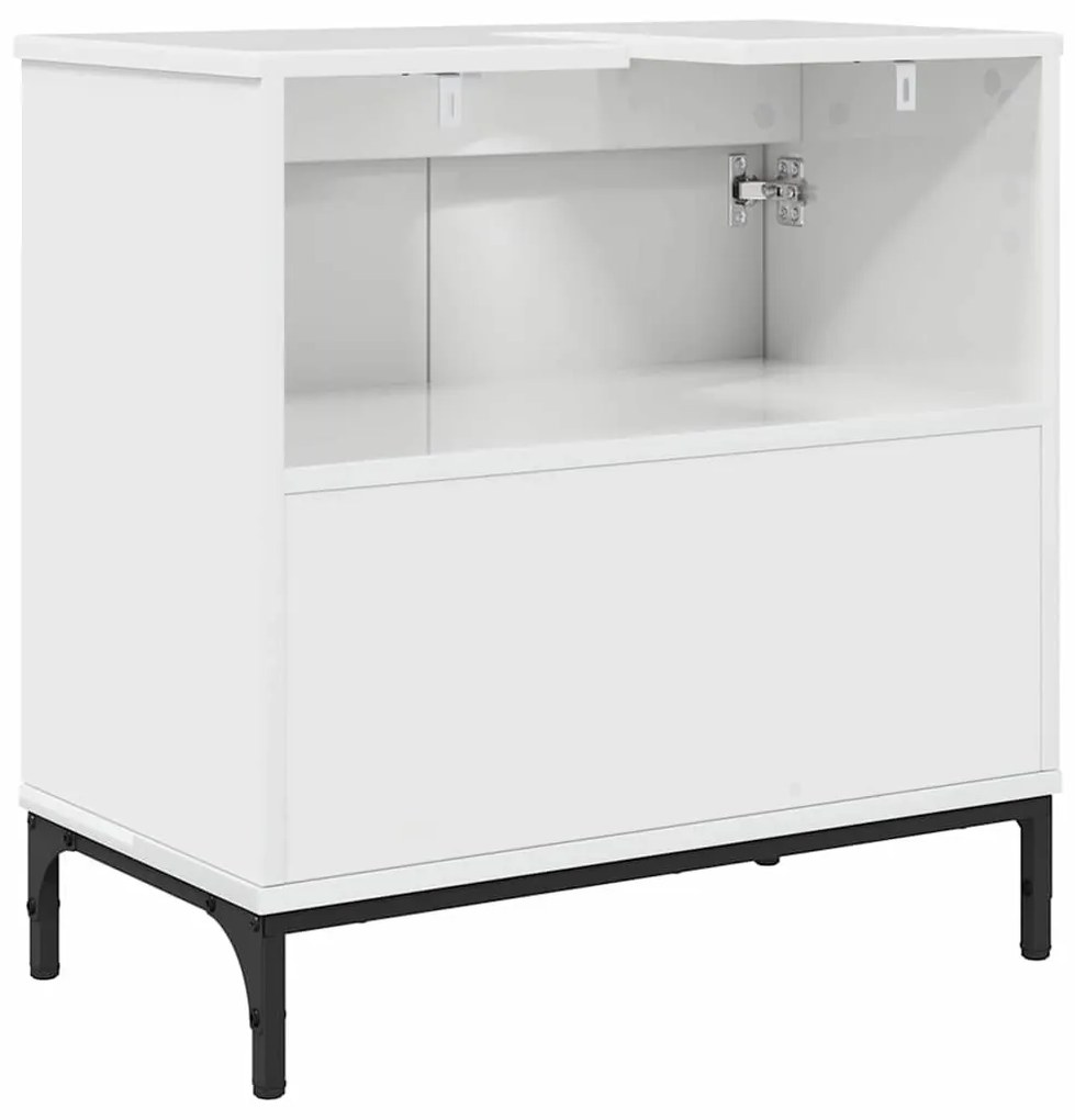 Fürdőszobai mosdószekrény Magasfényű fehér 60.5 x 33.5 x 61 cm