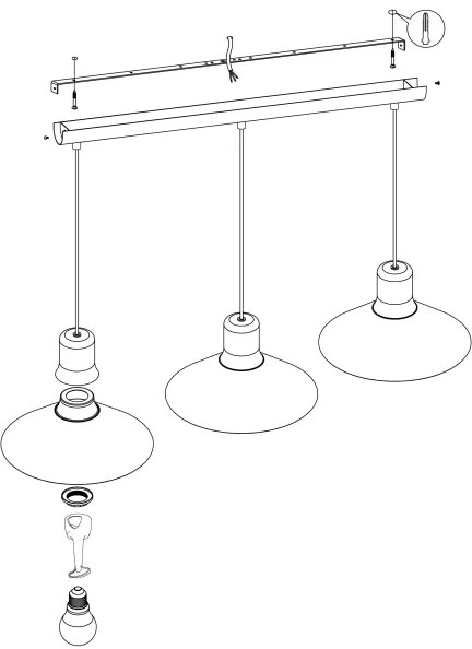 Eglo 99512 - Csillár zsinóron ABREOSA 3xE27/28W/230V