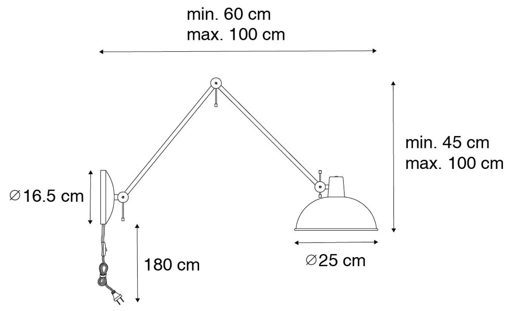 Retro fali lámpa sárga bronzzal - Milou