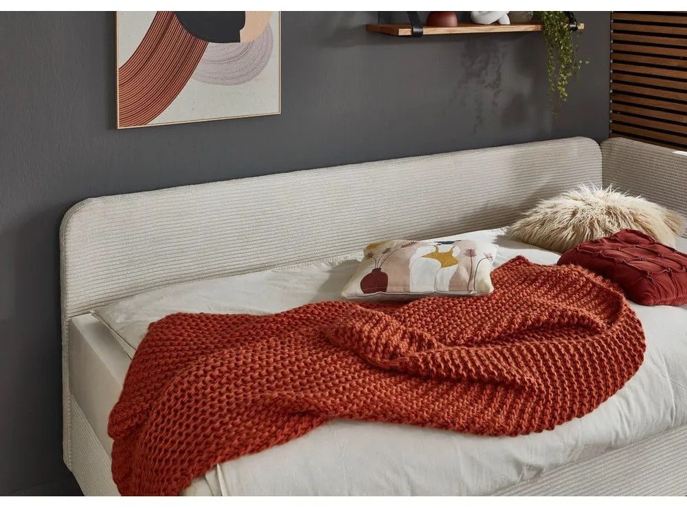 Bézs kárpitozott egyszemélyes ágy tárolóhellyel 90x200 cm Cabana – Meise Möbel
