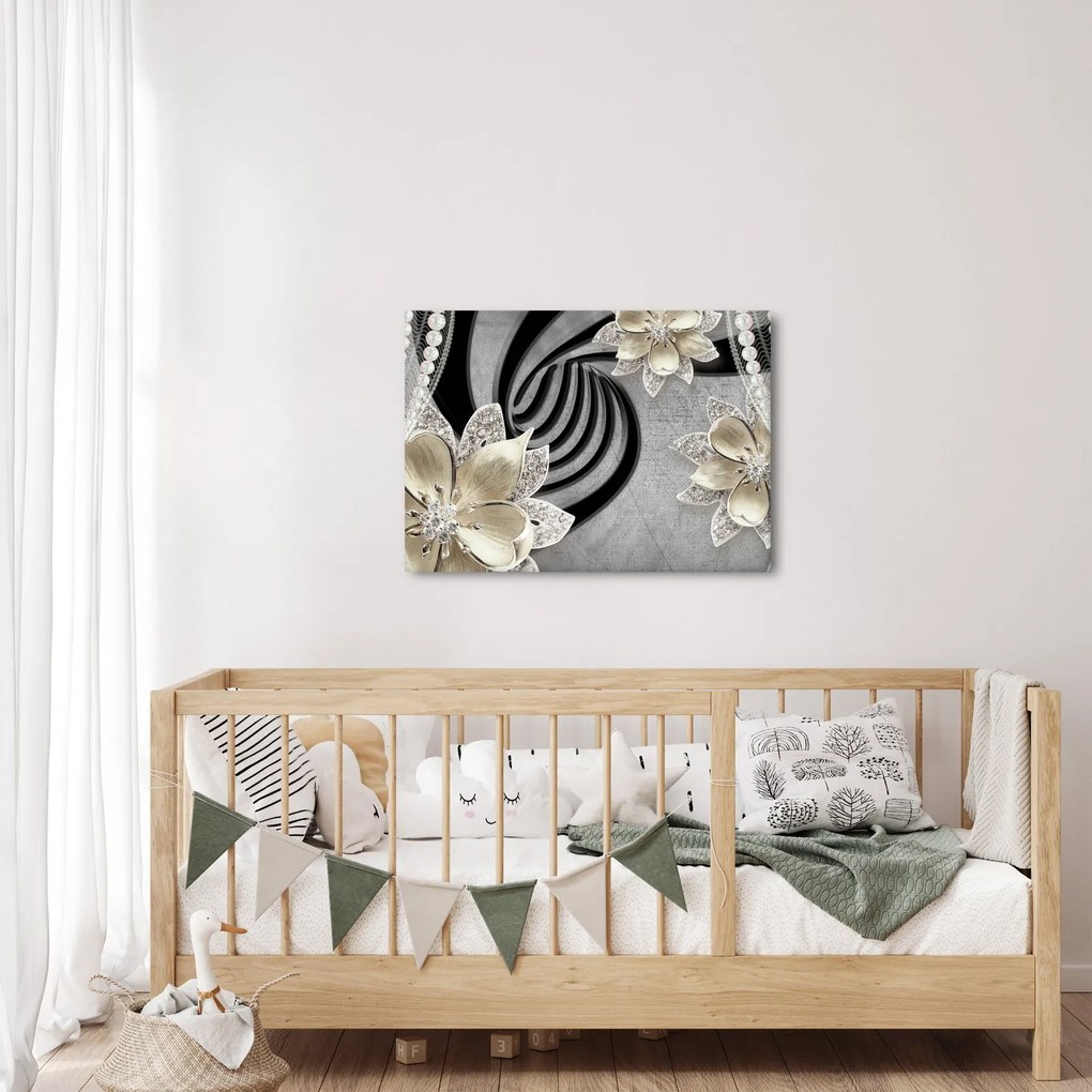 Kép - 3D arany virágok (70x50 cm)