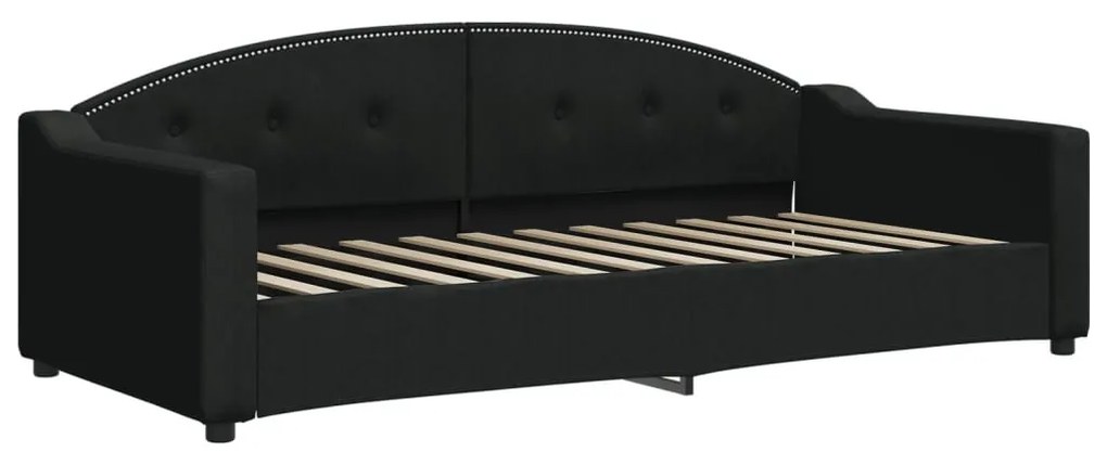 fekete kihúzható szövet heverő fiókokkal 90 x 200 cm