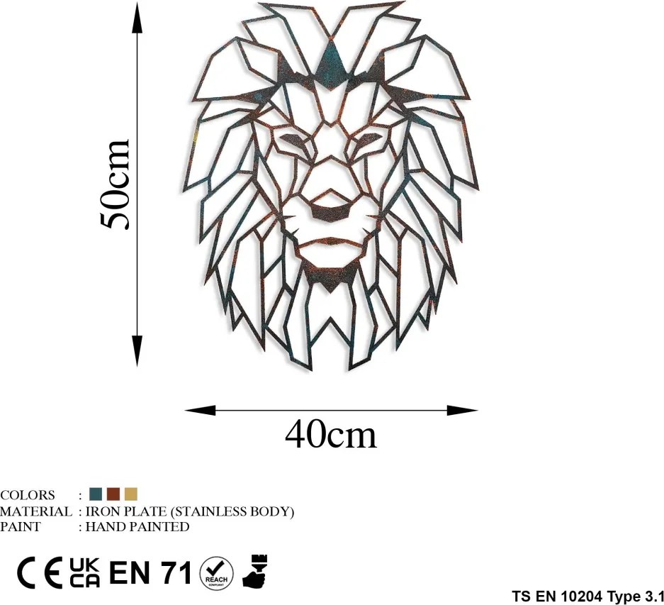 Lion fém fali dekoráció, 40 cm – TR891TNL2419