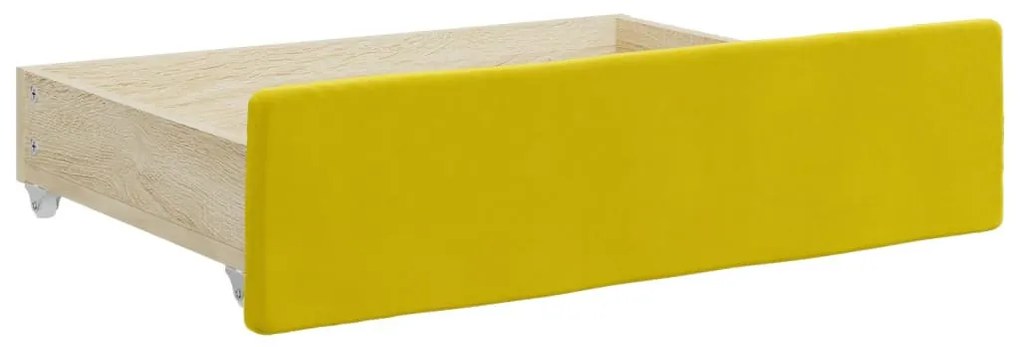 sárga kihúzható bársony heverő fiókkal 90 x 200 cm