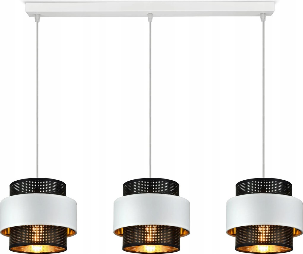 Függő lámpa Csillár Glamour Fehér Fekete Arany