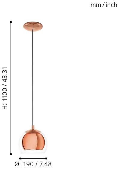 Eglo 94589 - Csillár ROCAMAR 1xE27/60W/230V