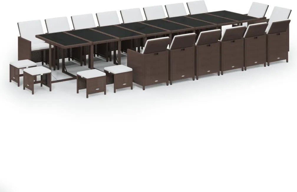 vidaXL 21 részes barna polyrattan kerti étkezőgarnitúra párnákkal