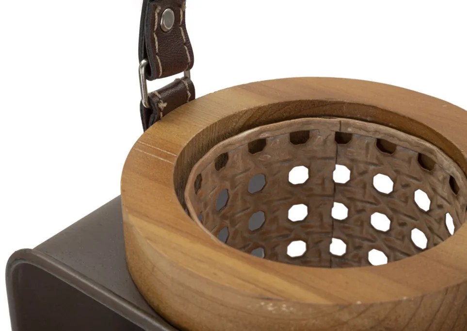 Lámpás vas-rattan 16x13x20cm