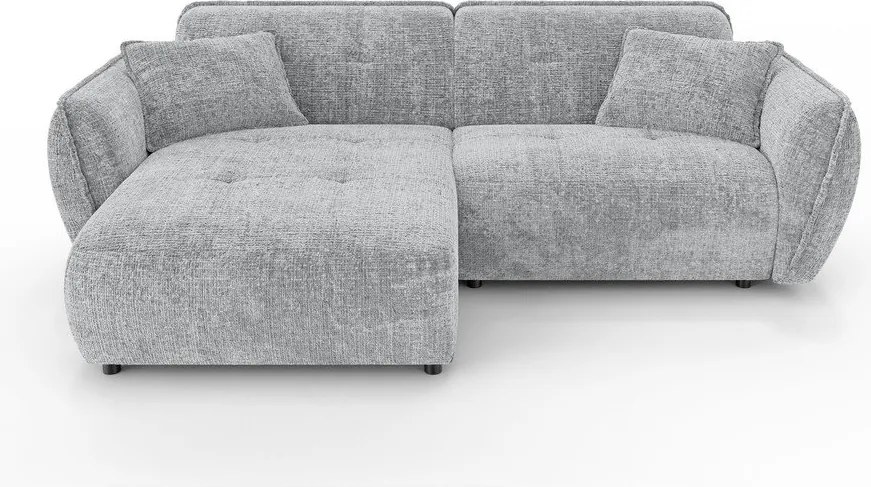 Világosszürke zsenília sarokkanapé (bal oldali-heverő résszel) Nelia – Ropez