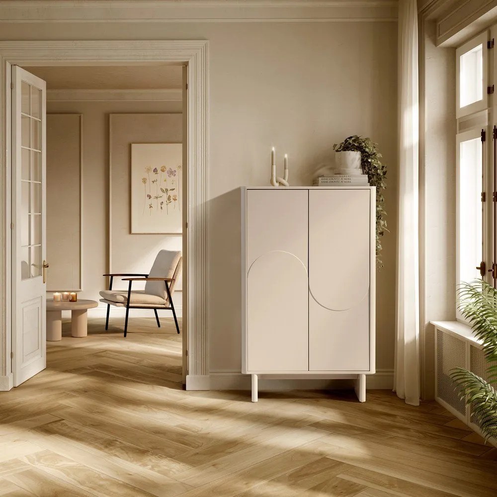 Krémszínű szekrény 80x130x40 cm Solei – MOME