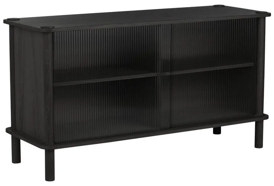 Fekete tölgyfa tálalószekrény tolóajtóval 135x73,5x48 cm Italic – UMAGE