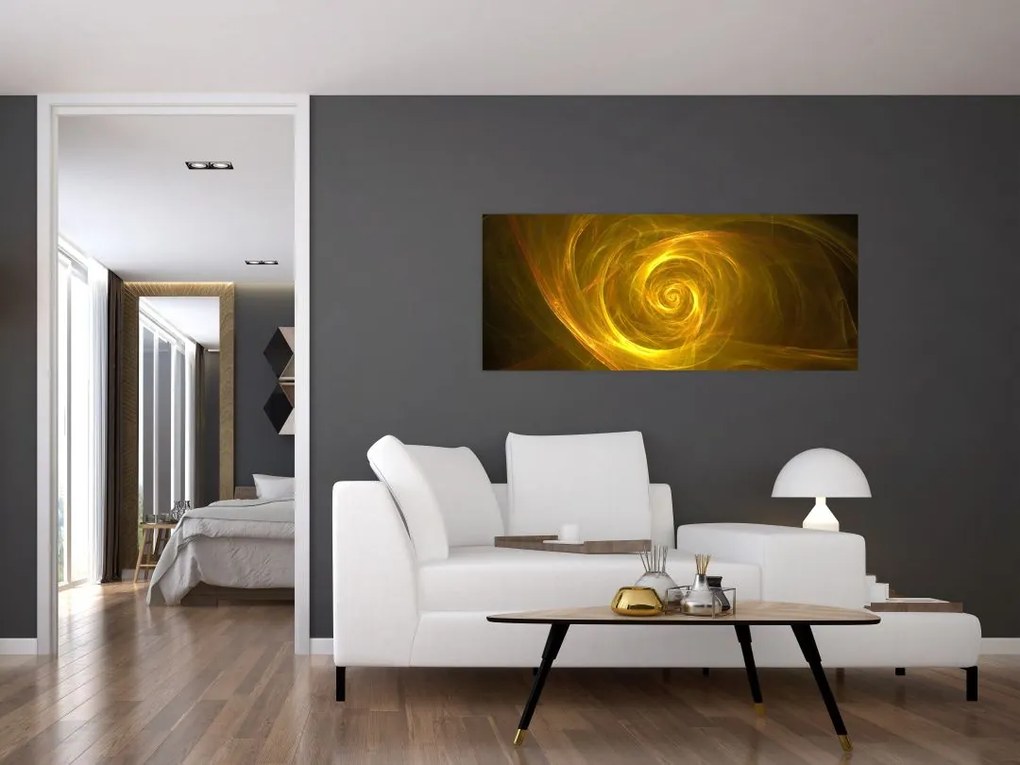 Absztrakt sárga spirál képe (120x50 cm)