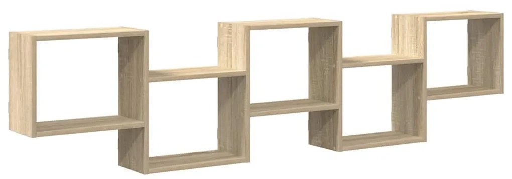 sonoma tölgyszínű szerelt fa fali kockapolc 5 rekeszes színű