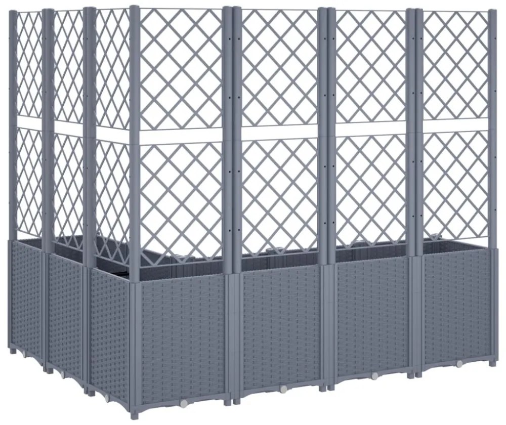 kékszürke polipropilén rácsos kerti ültetőláda 160 x 120 x 140 cm