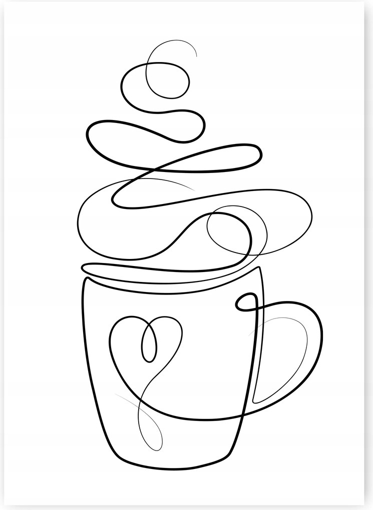 Kávé Minimalizmus Vonal Poszter B2 50x70cm kép absztrakt lineart #398