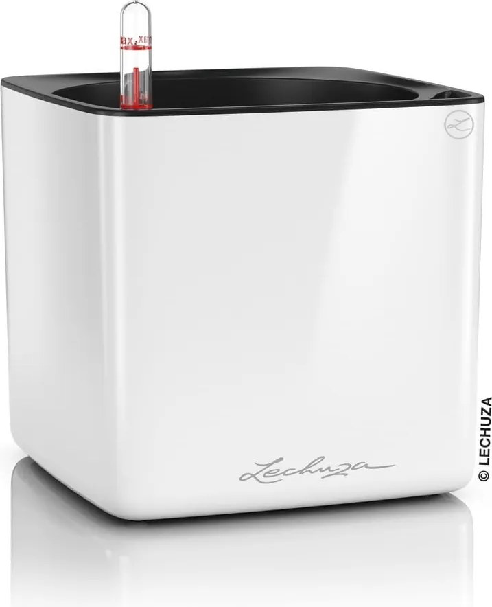 Műanyag virágcserép, fehér Lechuza, 15 x 17 x 16 cm