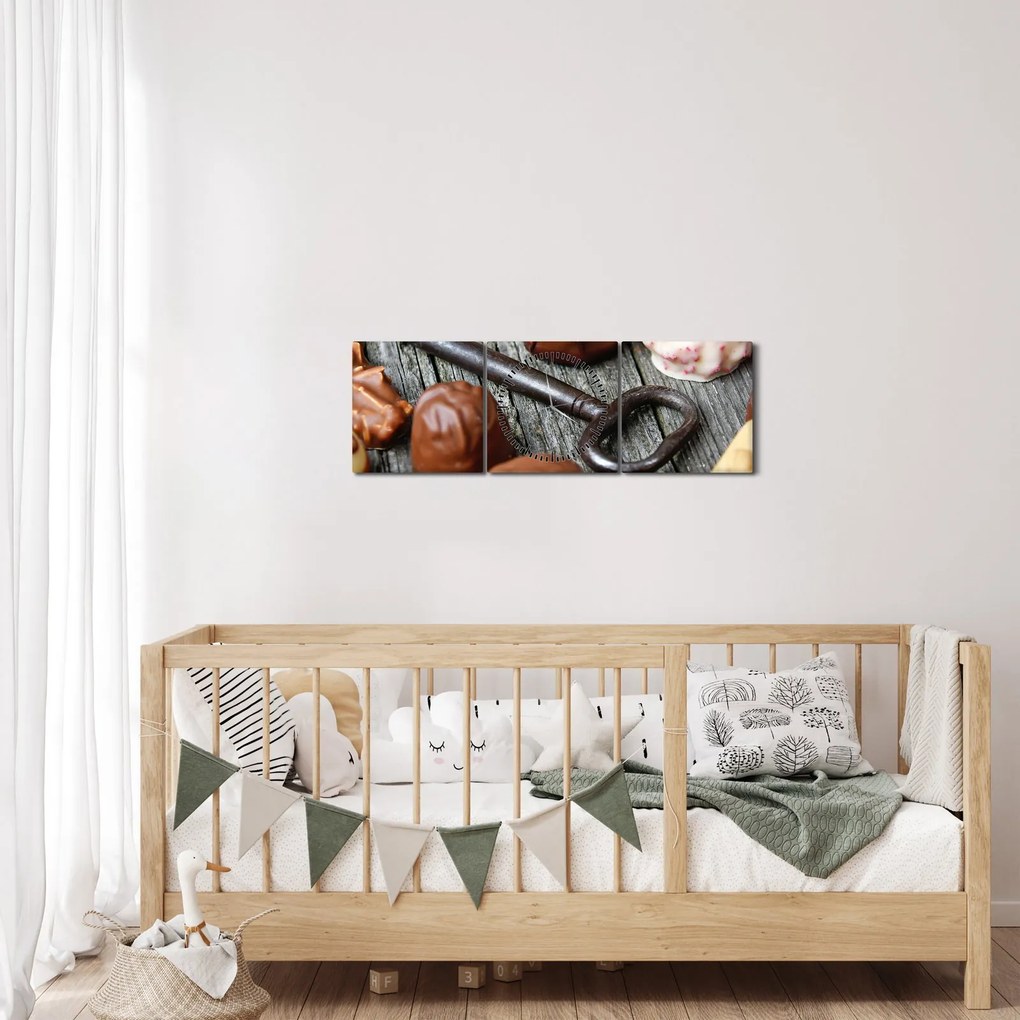 Csokoládé és a kulcs képe (órával) (90x30 cm)