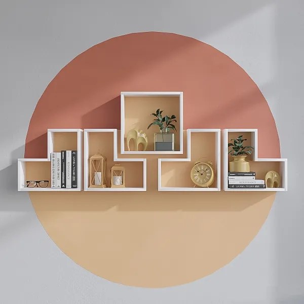 KÉSZLET 5x Fali polc ELITRA fehér