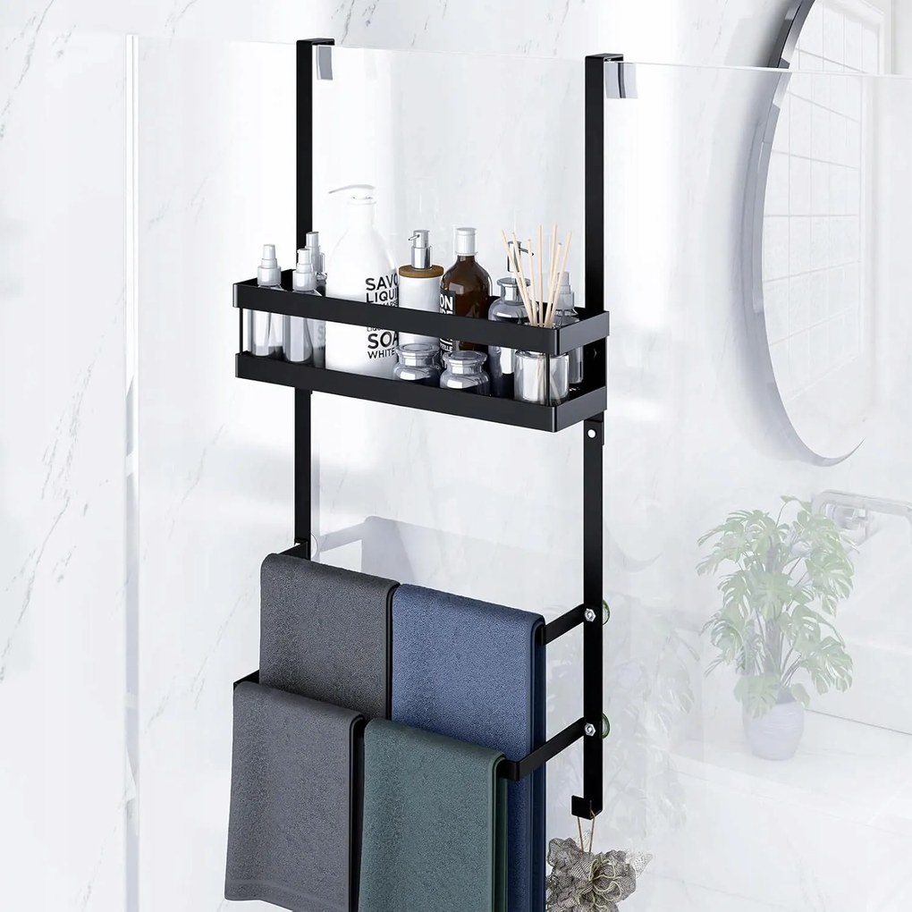 Zuhanypolc felakasztható polc fúrás nélkül törölközőtartó