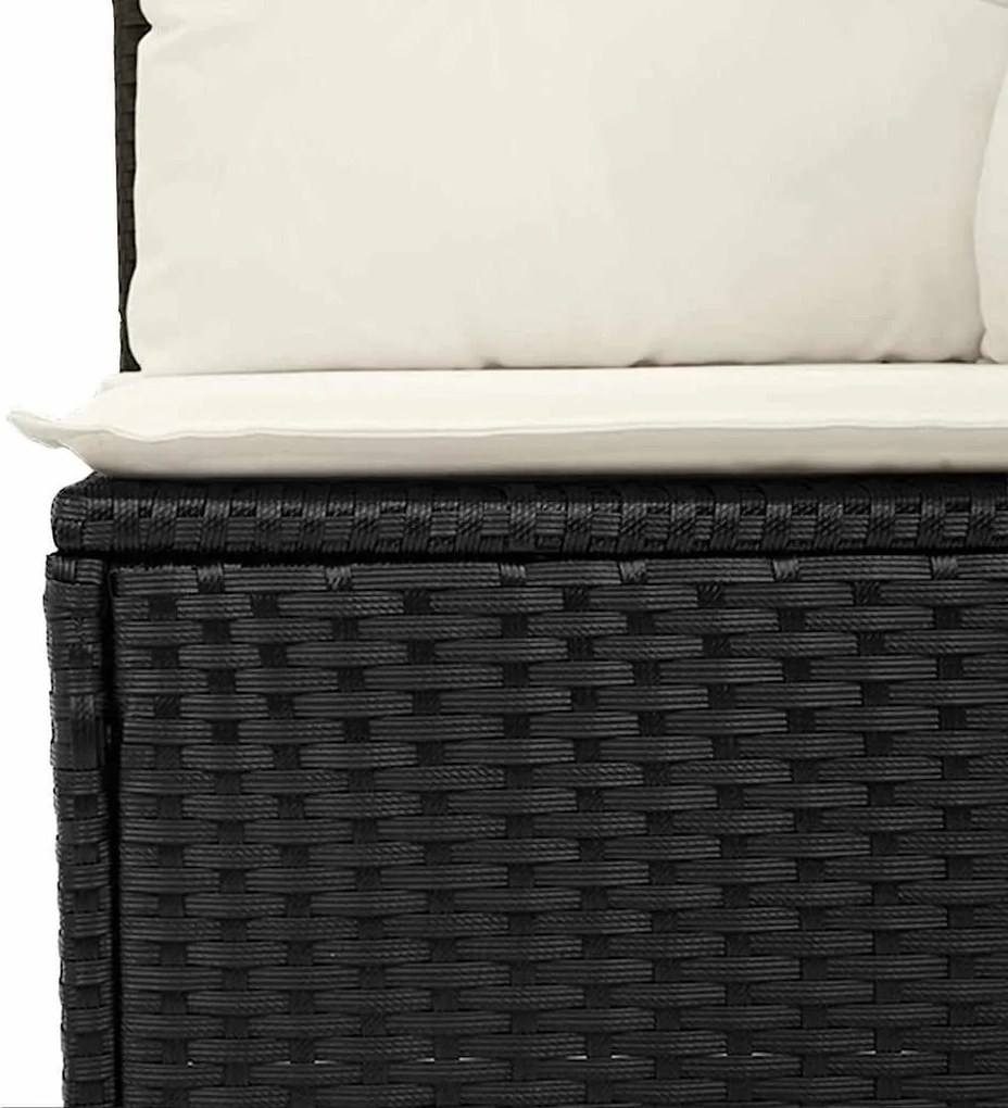 Kerti Kanapé Szett 7 pcs Fekete 55 x 55 x 37 cm Poli rattan