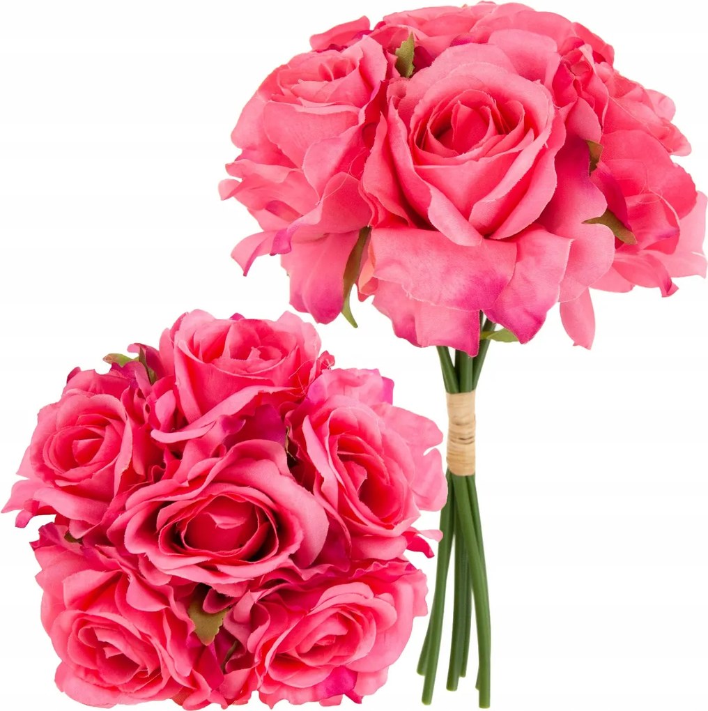 Rózsák Rózsacsokor Művirág 6DB-OS Csokorban Rózsaszín Mint Élénk Realisztikus