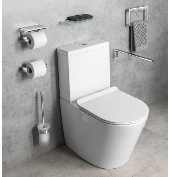 Gedy - Falra szerelhető WC kefe PIRENEI fényezett króm/üveg szatén