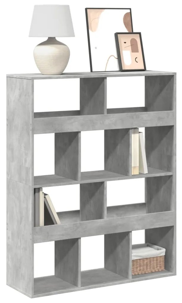 betonszürke szerelt fa könyvespolc 100 x 33 x 125,5 cm