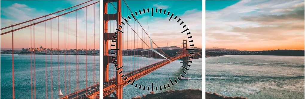 Kép - Golden Gate, San Francisco (órával) (90x30 cm)