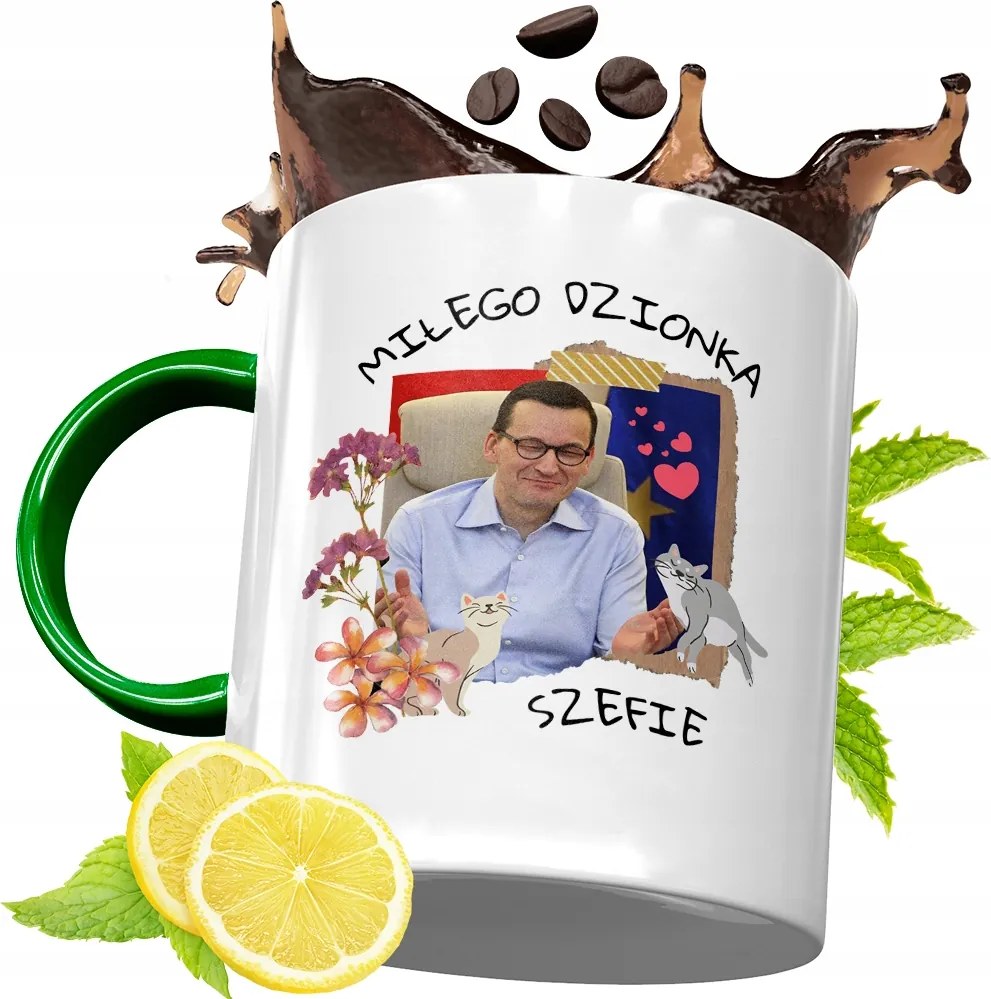 Máté Morawiecki Zöld Bögre Ajándék, fényképes nyomattal