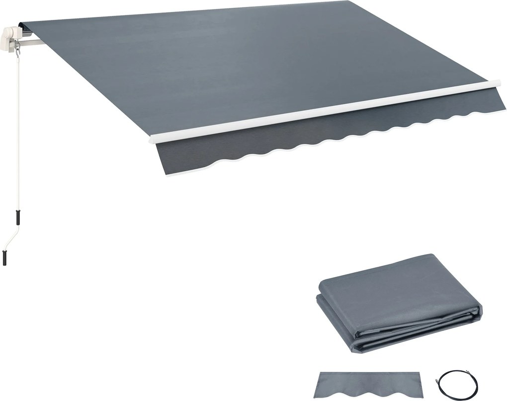 Outsunny Napernyő Anyag Bádoggal Vízlepergető Csereanyag 4 x 3 m Napernyőkhöz | Napernyő Anyag | Napvédelem Kerthez, Erkélyhez, Udvarhoz | Szürke | Ao
