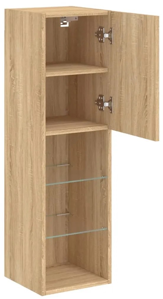 sonoma tölgy színű TV-szekrény LED-lámpákkal 30,5 x 30 x 102 cm