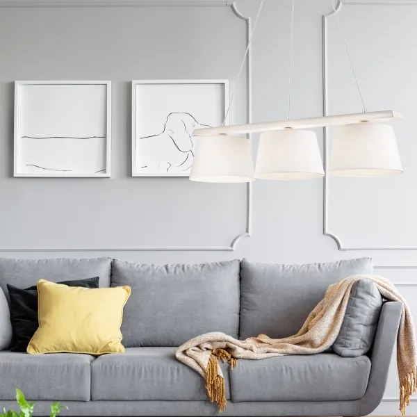 AIDA függeszték kötéllel, 3x E27/60W/230V, Ø 25 cm, tölgy/fehér