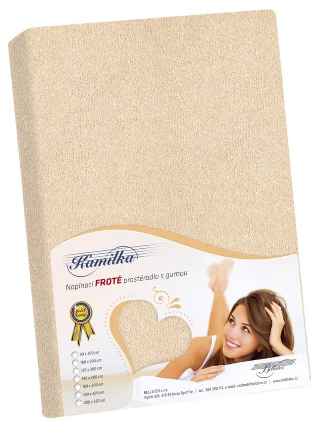 Kamilla frottír lepedő, világos bézs, 200 x 220 cm