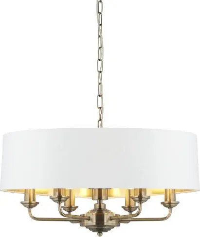 ENDON 98933 HIGHCLERE Ernyős Függesztett Lámpa Antik Sárgaréz, Fehér E14 IP20