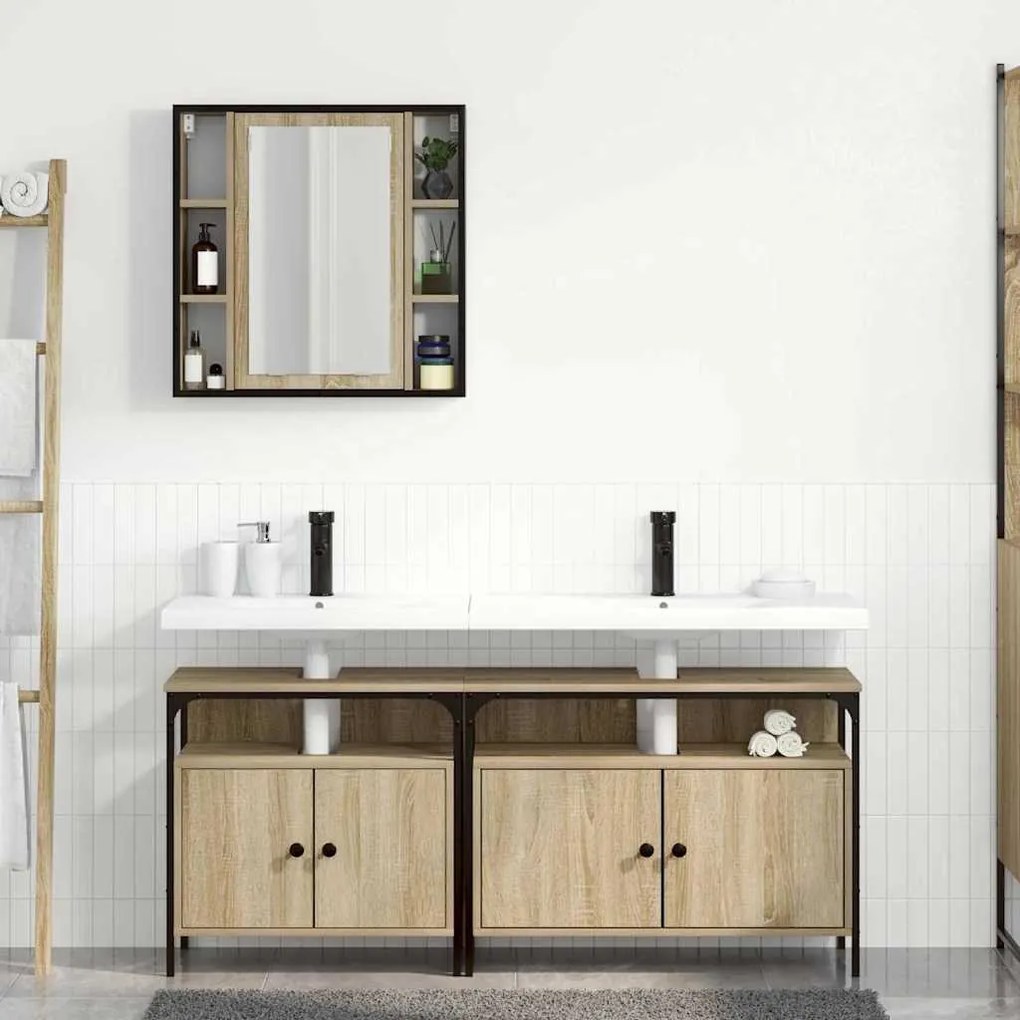Fürdőszobai Szekrény Szett 3 pcs sonoma tölgy 80 x 30 x 60 cm