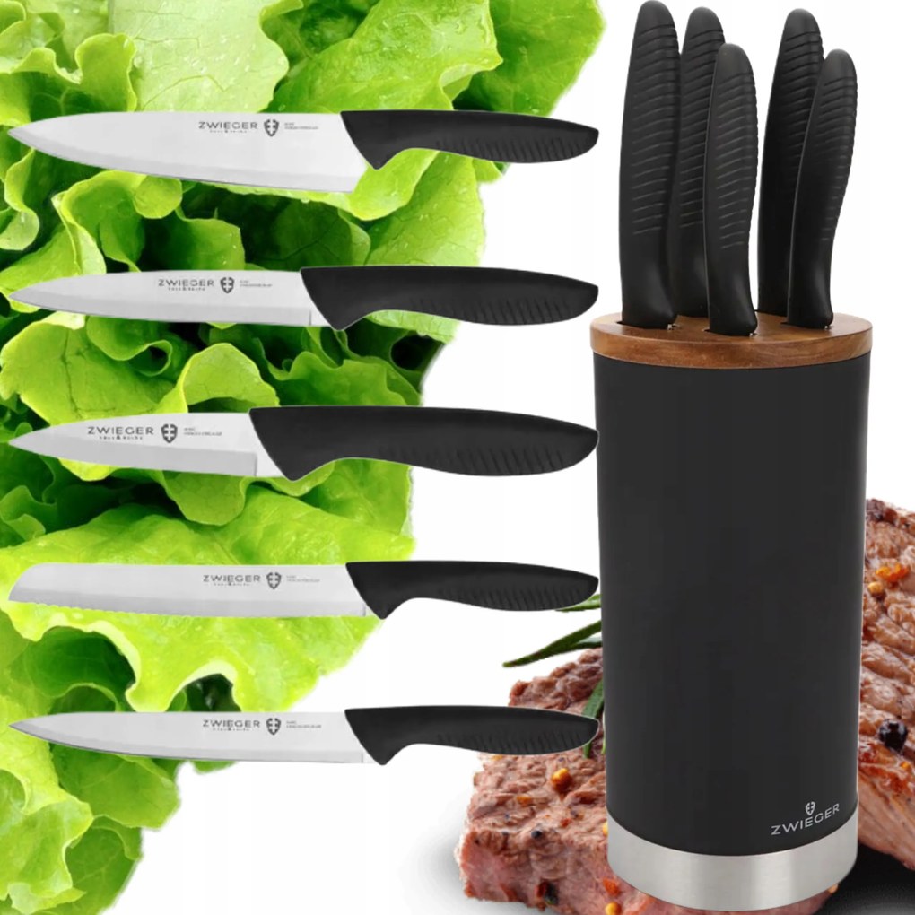 Zwieger Rocca 5 Db-os Késkészlet Blokkban Konyhai Kés Szett Éles Prémium