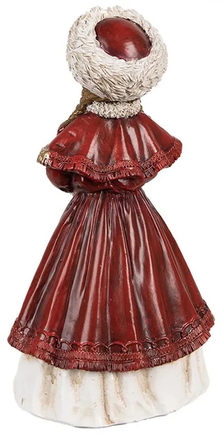 Piros ruhás lány karácsonyi dekoráció figura